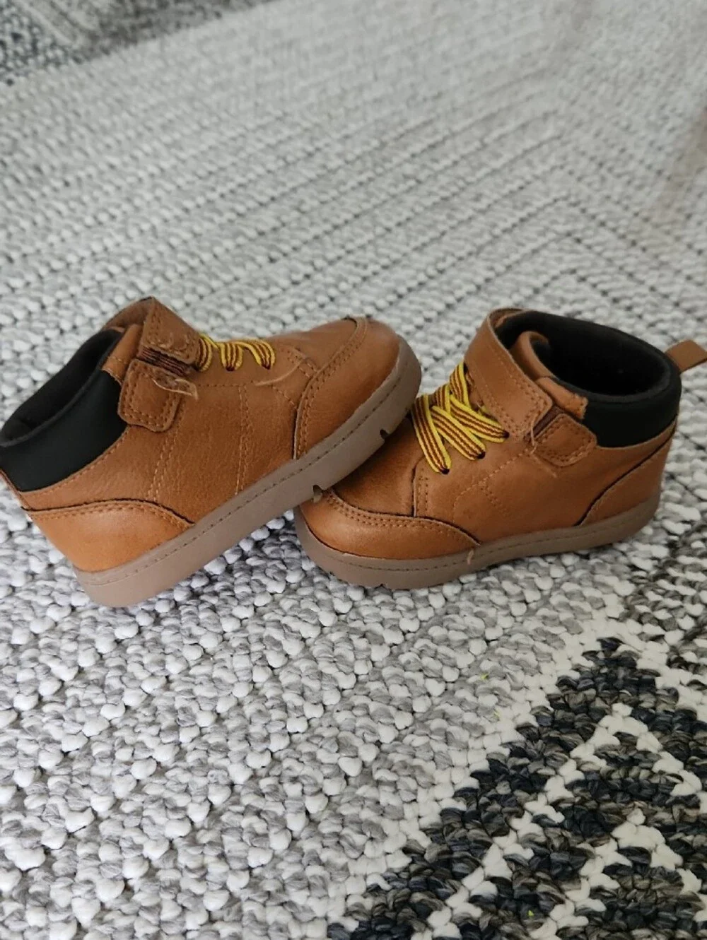 Carter's Tan Brown Toddler Boots with Yellow Laces - Size 4